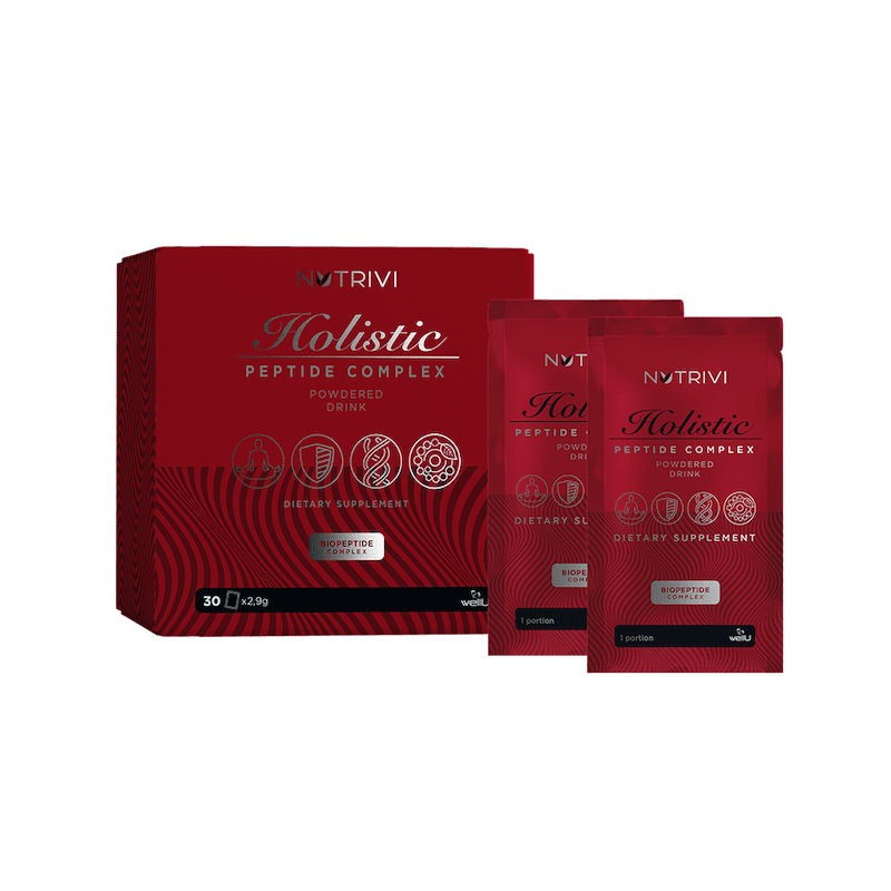 Holistic Peptide Complex Nutrivi – witamina C z dzikiej róży, grzyby reishi i maitake, kolagen rybi, 30 saszetek
