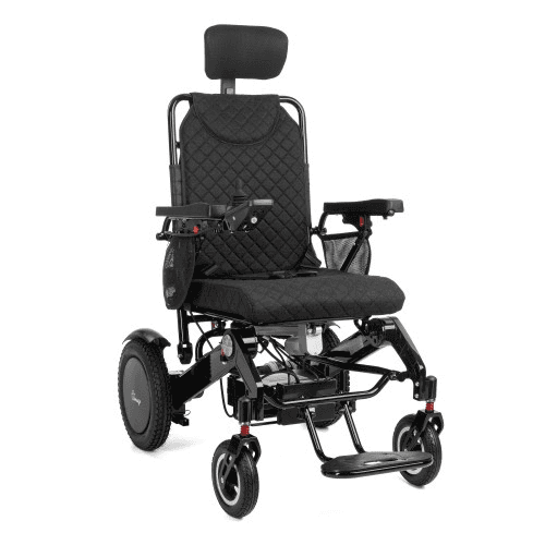 Podpórka czterokołowa (rollator) CARBON Timago – czarna, aluminiowa, składana, z siedziskiem i koszykiem
